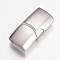 Tarnish Resistant 304 Stainless Steel Magnetic Clasps, Rectangle, Frosted, Stainless Steel Color, 24x12x7.5mm, Hole: 5x10mm