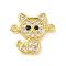 Real 18K Gold Plated Brass Pave Clear Cubic Zirconia Connector Charms, Cadmium Free & Nickel Free & Lead Free, Fox, 12.5x13x1.5mm, Hole: 1mm