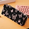 Velvet Butterfly Print Multi-function Pen & Pencil Zipper Bags, Desktop Stationery Organizer, Black, 120x250x40mm
