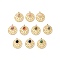 Natural Mixed Stone Pendants, with Ion Plating(IP) Real 18K Gold Plated 304 Stainless Steel Findings, Flat Round Charm, 17x15x4.5mm, Hole: 1mm