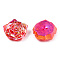Transparent ABS Plastic Cabochons, AB Color Plated, Rose, Red, 18x17x6.5mm