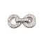 Brass Micro Pave Clear Cubic Zirconia Fold Over Clasps, Cadmium Free & Nickel Free & Lead Free, Ring, Platinum, 16.5mm