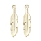304 Stainless Steel Pendants, Feather Charm, Real 14K Gold Plated, 21.5x5x1.5mm, Hole: 1.6mm