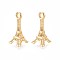 304 Stainless Steel Pendants, Eiffel Tower Charm, Ion Plating(IP), Real 18K Gold Plated, 18x8.5~9.5x8.5~9.5mm, Hole: 2.2mm