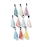 Synthetic Noctilucent Stone/Luminous Stone Pendants, Glow in the Dark Charms with Stainless Steel Color Plated 201 Stainless Steel Snap on Bails, Teardrop, 28.5~29x10mm, Hole: 7x4mm