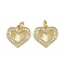Brass Micro Pave Cubic Zirconia Pendants, Heart Charms, with Jump Ring, Real 16K Gold Plated, 13.5x14.5x1.5mm, Hole: 3.5mm