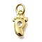 Brass Micro Pave Cubic Zirconia Pendants, Foot, Long-Lasting Plated, Lead Free & Cadmium Free, Rack Plating, with Jump Ring, Real 18K Gold Plated, 11x6x2mm, Hole: 3.6mm