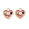 Brass Enamel & Natural Pearl Heart with Rose Flower Pendants, Real 18K Gold Plated, Hot Pink, 20.5x18.5x6.5mm, Hole: 3x3.5mm