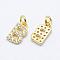 Brass Micro Pave Grade AAA Cubic Zirconia Charms, Letter B, Cadmium Free & Nickel Free & Lead Free, Real 18K Gold Plated, 9x5x1.5mm, Hole: 2mm