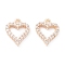 Rack Plating Brass Micro Pave Cubic Zirconia Charms, Long-Lasting Plated, Heart, Light Gold, 12.5x10.5x2mm, Hole: 1.4mm