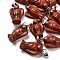 Natural Red Jasper Pendants, with 201 Stainless Steel Finding, Angel, 24~25x15~16x7~8mm, Hole: 5x7mm