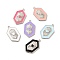 Brass Enamel Pendants, Cadmium Free & Lead Fre, Hexagon with Heart Charm, Platinum, Mixed Color, 23x13.5x2.5mm, Hole: 1.2mm