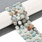 Natural Flower Amazonite Beads Strands, Faceted Pentagonal Cut, Flat Round, with Seed Beads, 10~10.5x5~6mm, Hole: 1mm, about 32~33pcs/strand, 15.75''(40cm)