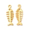Rack Plating Alloy Pendants, Cadmium Free & Lead Free & Nickle Free, Fishbone Charm, Matte Gold Color, 25.5x9x1.5mm, Hole: 1.8mm