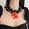 Red Crab Pendant Resin Teardrop Beaded Necklaces for Women, with Alloy Clasps, Golden, Black, 20.08 inch(51cm)