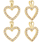 10Pcs Brass Cubic Zirconia Pendants, Long-Lasting Plated, Lead Free & Cadmium Free, Real 18K Gold Plated, Hollow Heart, Clear, 19.5x15x2.5~5mm, Hole: 2.5x4mm