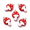 Autumn Theme Resin Pendants, with Platinum Iron Peg Bail, Mushroom, Red, 30x19x8mm, Hole: 2mm
