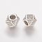 Brass Micro Pave Cubic Zirconia Beads, Rhombus, Platinum, 7x7x7mm, Hole: 3.5mm