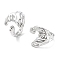 Brass Open Cuff Rings for Women, Cadmium Free & Lead Free, Whale Tail, Platinum, Inner Diameter: 18mm