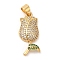 Rack Plating Brass Cubic Zirconia Pendants, Lead Free & Cadmium Free, Long-Lasting Plated, Tulip, Real 18K Gold Plated, 23x10x4mm, Hole: 5x3.5mm