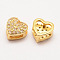 Brass Micro Pave Grade AAA Cubic Zirconia Pendants, Multi-strand Links, Long-Lasting Plated, Heart, Cadmium Free & Nickel Free & Lead Free, Real 18K Gold Plated, 7x7x4mm, Hole: 1mm