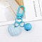 Acrylic Pendants Keychain, with Spray Painted Alloy Findings, Heart & Bell, Deep Sky Blue, 6cm