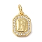Real 18K Gold Plated Brass Micro Pave Clear Cubic Zirconia Pendants, with Jump Ring, Long-Lasting Plated, Lead Free & Cadmium Free, Letter Charms, Letter F, 12x8.5x2mm, Hole: 3mm