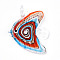 Handmade Gold Sand Lampwork Big Pendants, Fish Charms, Red, 50~54x37.5~42x11.5~13mm, Hole: 5.5~6x6~6.5mm
