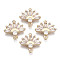Brass Micro Pave Cubic Zirconia Links Connectors, Long-Lasting Plated, Fan, Light Gold, Clear, 13.5x14.5x3mm, Hole: 1mm