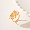 Hollow Brass Micro Pave Clear Cubic Zirconia Adjustable Rings, with ABS Imitation Pearl Beads, Flower, Real 18K Gold Plated, Inner Diameter: 18mm