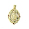 Real 18K Gold Plated Brass Micro Pave Random Color Cubic Zirconia Pendants, Cadmium Free & Nickel Free & Lead Free, Oval with Virgin Mary Pattern Charms, Colorful, 27x20x3.5mm, Hole: 3x4mm