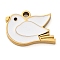 304 Stainless Steel Enamel Charms, Bird Charm, Golden, Ion Plating(IP), White, 10.5x13x2mm, Hole: 1.6mm