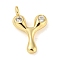 Rack Plating Brass Micro Pave Cubic Zirconia Pendants, Cadmium Free & Lead Free, Long-Lasting Plated, Real 18K Gold Plated, Letter Y, 24x16.5x5mm, Hole: 3mm