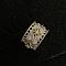 Flower Pattern Brass with Crystal Rhinestone Cuff Rings, Platinum & Golden, Inner Diameter: Adjustable