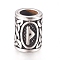 304 Stainless Steel European Beads, Large Hole Beads, Column with Runes/Futhark/Futhor, Antique Silver, 13.5x10mm, Hole: 6mm