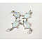 Tortoise Platinum Tone Brass Opalite Pendants, 34x21x7mm, Hole: 5x7mm