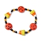 Halloween Dyed Synthetic Turquoise & Glass Beaded Stretch Bracelets, Pumpkin & Candy Corn Bracelets for Women, Colorful, Inner Diameter: 2-1/8 inch(5.5cm)