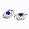 Glass Pendants Links, with Platinum Tone Brass Findings, Eye, Clear, 11x22x7mm, Hole: 1.2mm