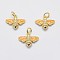 Brass Micro Pave Cubic Zirconia Pendants, with Enamel, Bees, Lead Free & Nickel Free & Cadmium Free, Golden, 11.5x14.5x3.5mm, Hole: 2.5mm