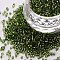 Glass Cylinder Beads, Seed Beads, Silver Lined, Round Hole, Olive Drab, 1.5~2x1~2mm, Hole: 0.8mm, about 80000pcs/bag, about 1pound/bag