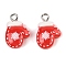 Christmas Theme Opaque Resin Pendants, with Platinum Iron Loop, Glove, 17x12x5.5mm, Hole: 1.8mm