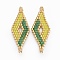 MIYUKI & TOHO Handmade Japanese Seed Beads Links, Loom Pattern, Rhombus, Colorful, 40.7~42x16.4~17x1.7~1.9mm, Hole: 1.2~1.4mm