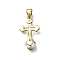 Brass Micro Pave Cubic Zirconia Pendants, Cross, Cadmium Free & Lead Free, Rack Plating, Long-Lasting Plated, Real 18K Gold Plated, 21x12x4.8mm, Hole: 4x3.4mm