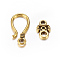 Alloy Hook Clasps, For Leather Cord Bracelets Making, Cadmium Free & Lead Free, Antique Golden, Hook: 24x11x2mm, hole: 3mm, Bar: 14x7x2mm, hole: 1.5~4mm