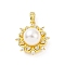 Eco-friendly Rack Plating Brass Micro Pave Cubic Zirconia Pendants, with ABS Platic Imitation Pearls, Cadmium Free & Lead Free, Long-Lasting Plated, Flower Charm, Real 18K Gold Plated, 20.5x18.5x11.5mm, Hole: 2.5x3.5mm