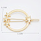 Alloy Geometric Hair Barrettes, Frog Buckle Hairpin for Women, Girls, Round Ring with Star, Golden, 56x37mm