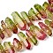 Electroplated Natural Quartz Crystal Beads Strands, Faceted, Dyed, Nuggets Stick, with Seed Beads, Yellow Green, 11~25x3~9x4~10mm, Hole: 1~1.2mm, about 19~26pcs/strand, 7.09~7.48''(18~19cm)