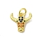 Real 18K Gold Plated Brass Pave Colorful Cubic Zirconia Pendants, Cadmium Free & Nickel Free & Lead Free, with Jump Rings, Cow, 11x12x2.5mm, Hole: 3mm