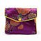 Chinese Style Rectangle Cloth Zipper Pouches, with Flower Pattern and Snap Button, Purple, 10x12cm