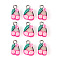 50Pcs Handmade Polymer Clay Charms, with Platinum Tone Iron Findings, Cherry, Hot Pink, 13~14x8~9x4.5mm, Hole: 1.8mm